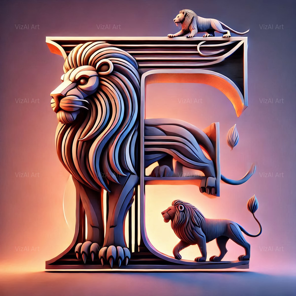 Bold Lion Majesty alphabet — printable letter F