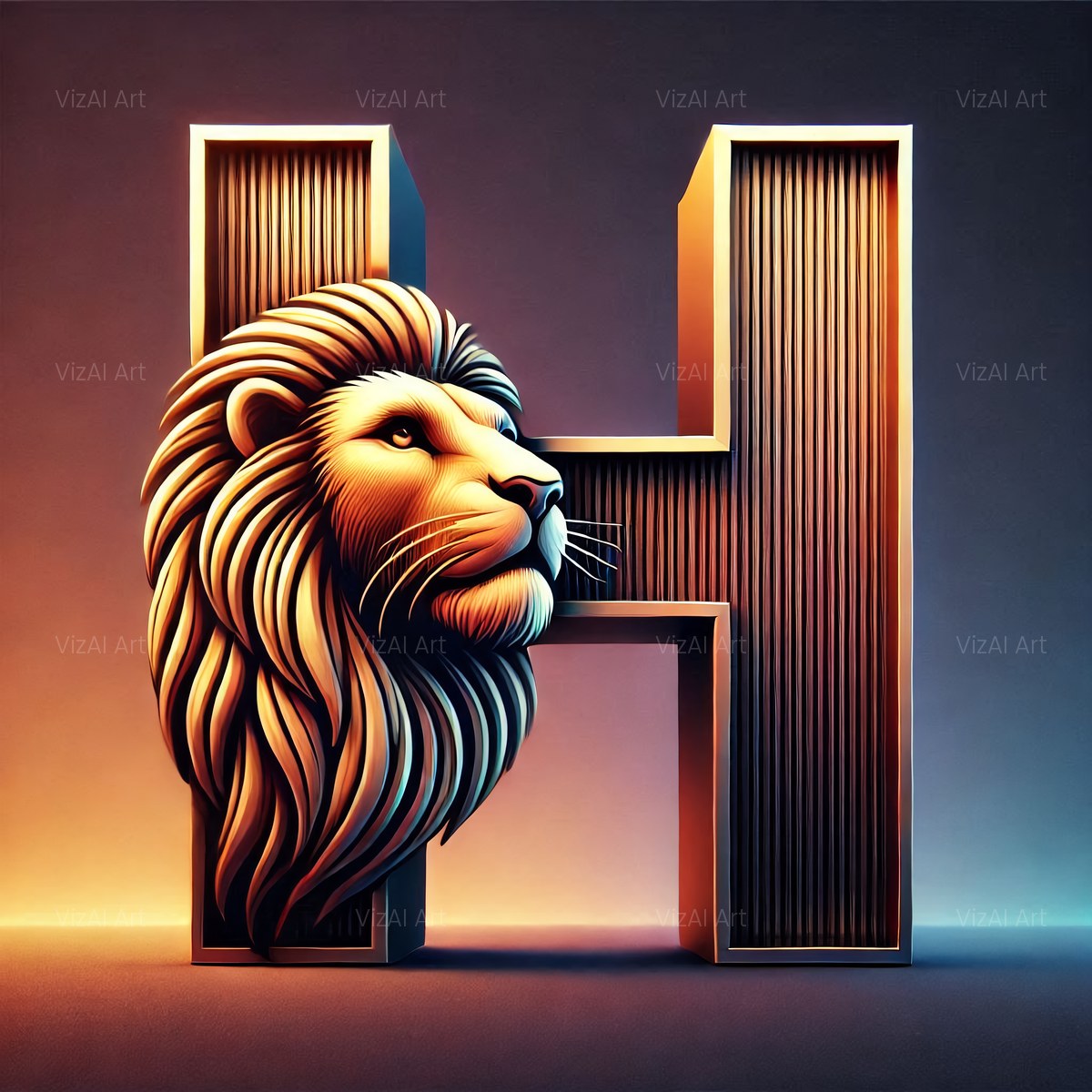 Bold Lion Majesty alphabet — printable letter H
