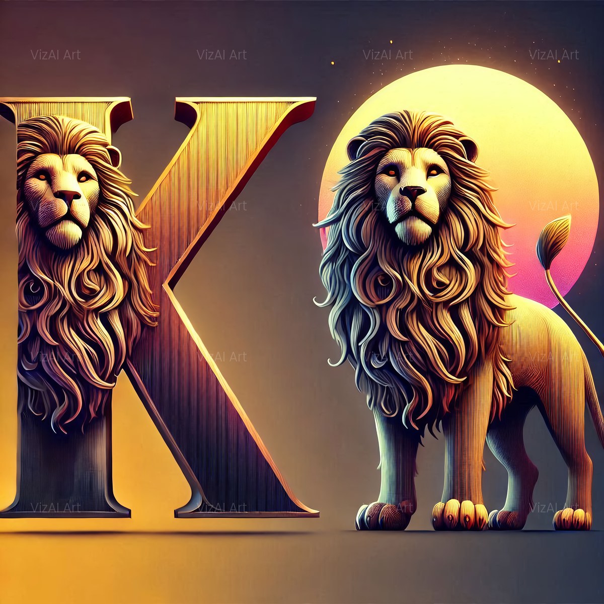 Bold Lion Majesty alphabet — printable letter K