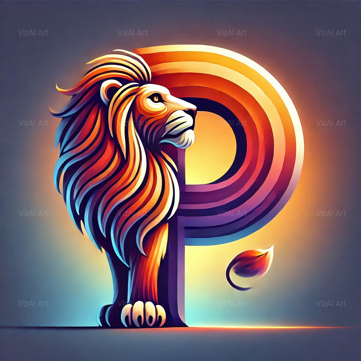 Bold Lion Majesty alphabet — printable letter P