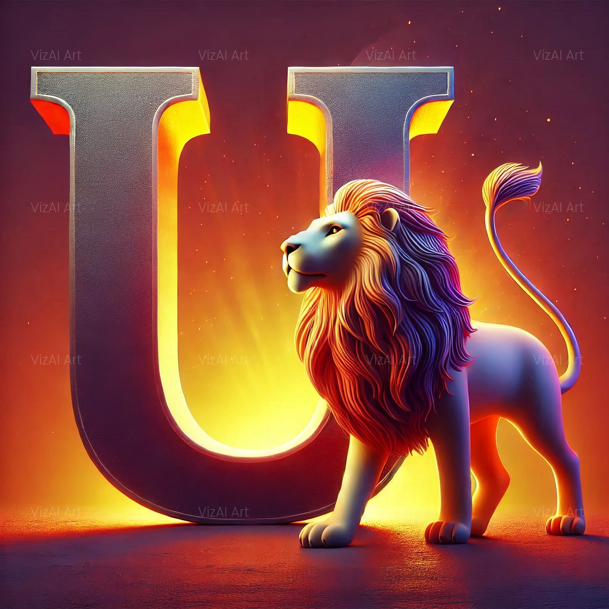 Bold Lion Majesty alphabet — printable letter U