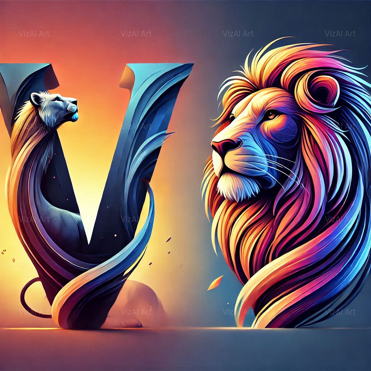 Bold Lion Majesty alphabet — printable letter V