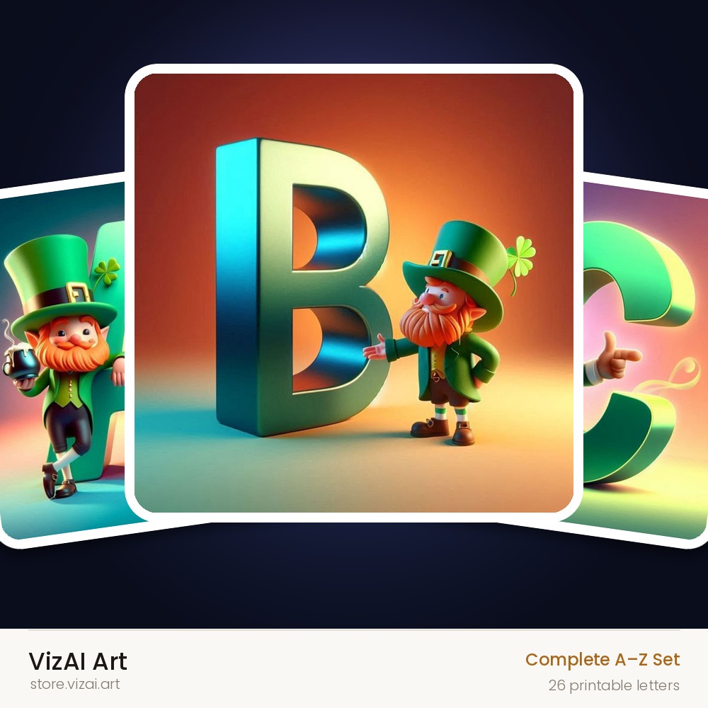 VizAI Art — complete A–Z printable alphabet set
