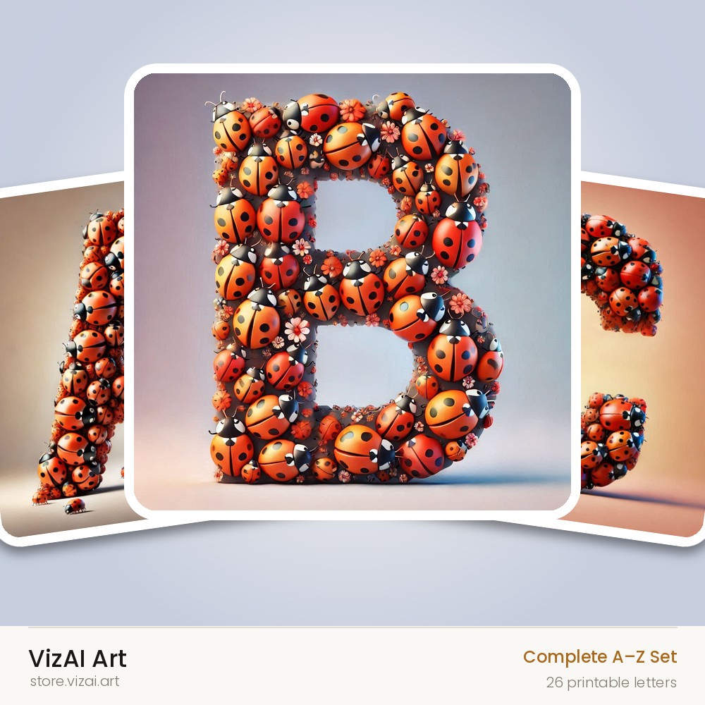 Ladybird Swarm Charm alphabet — choose an individual printable letter