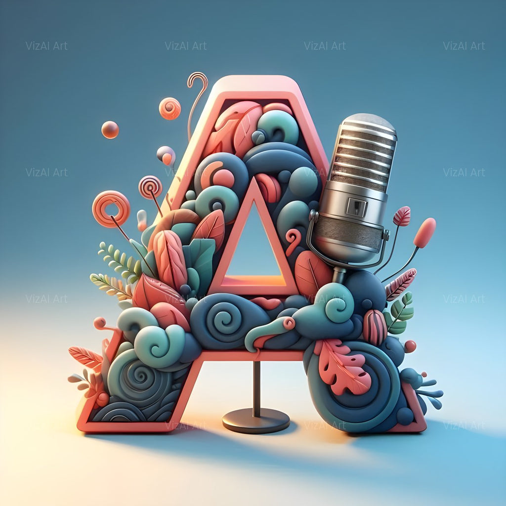 Vintage Microphone alphabet — printable letter A