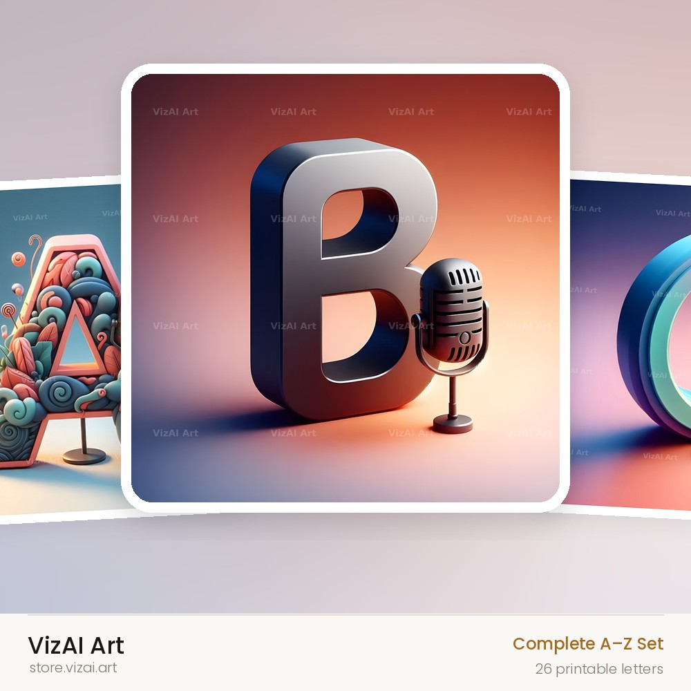 VizAI Art — complete A–Z printable alphabet set