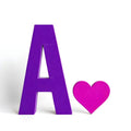 Minimal Purple Heart alphabet — printable letter A
