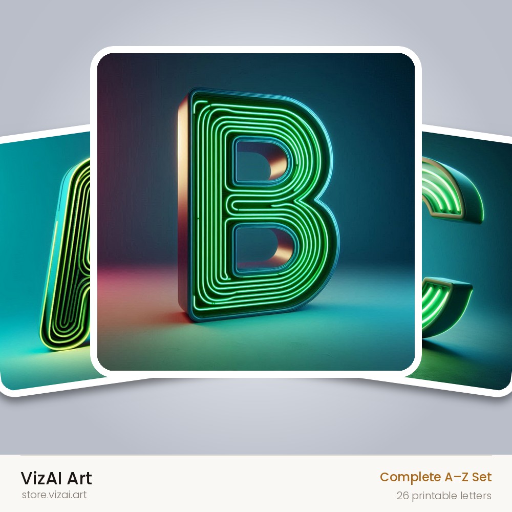 VizAI Art — complete A–Z printable alphabet set