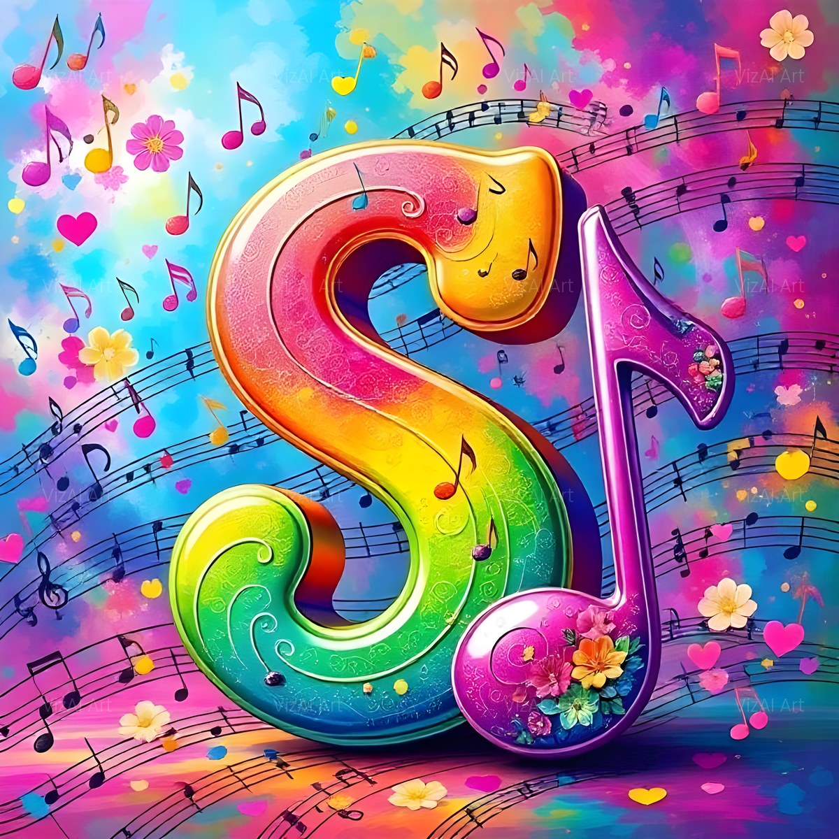Confetti Music Note alphabet — printable letter S