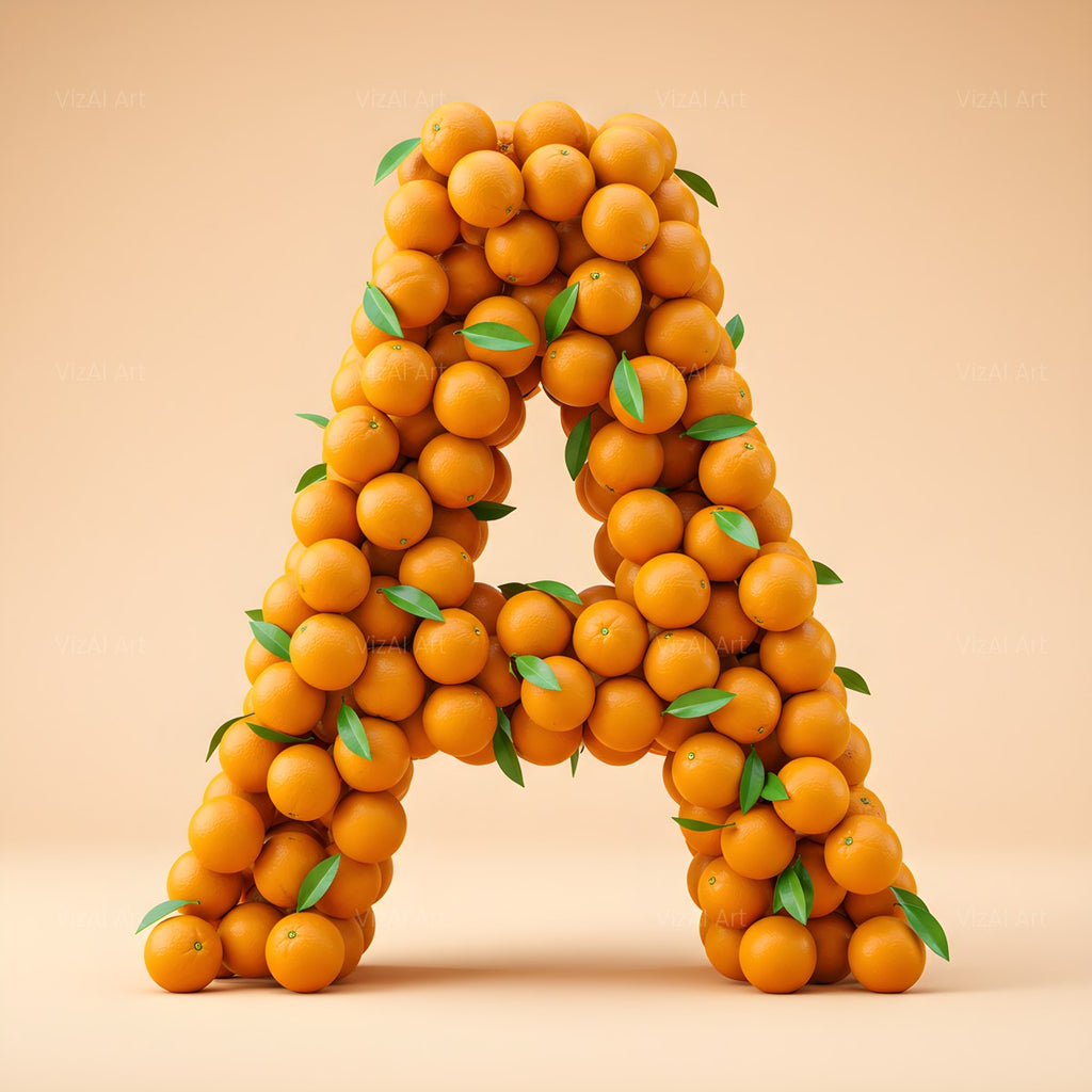 Orange Harvest alphabet — printable letter A