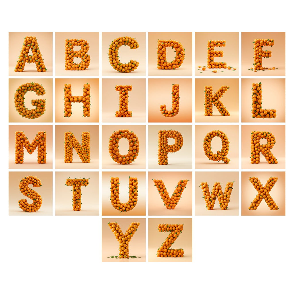 Orange Harvest alphabet — all 26 letters A to Z, choose any single letter