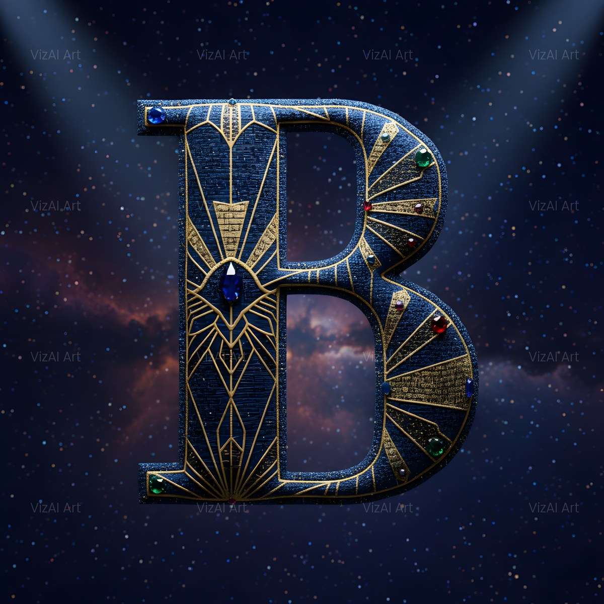 Constellation Night alphabet — printable letter B