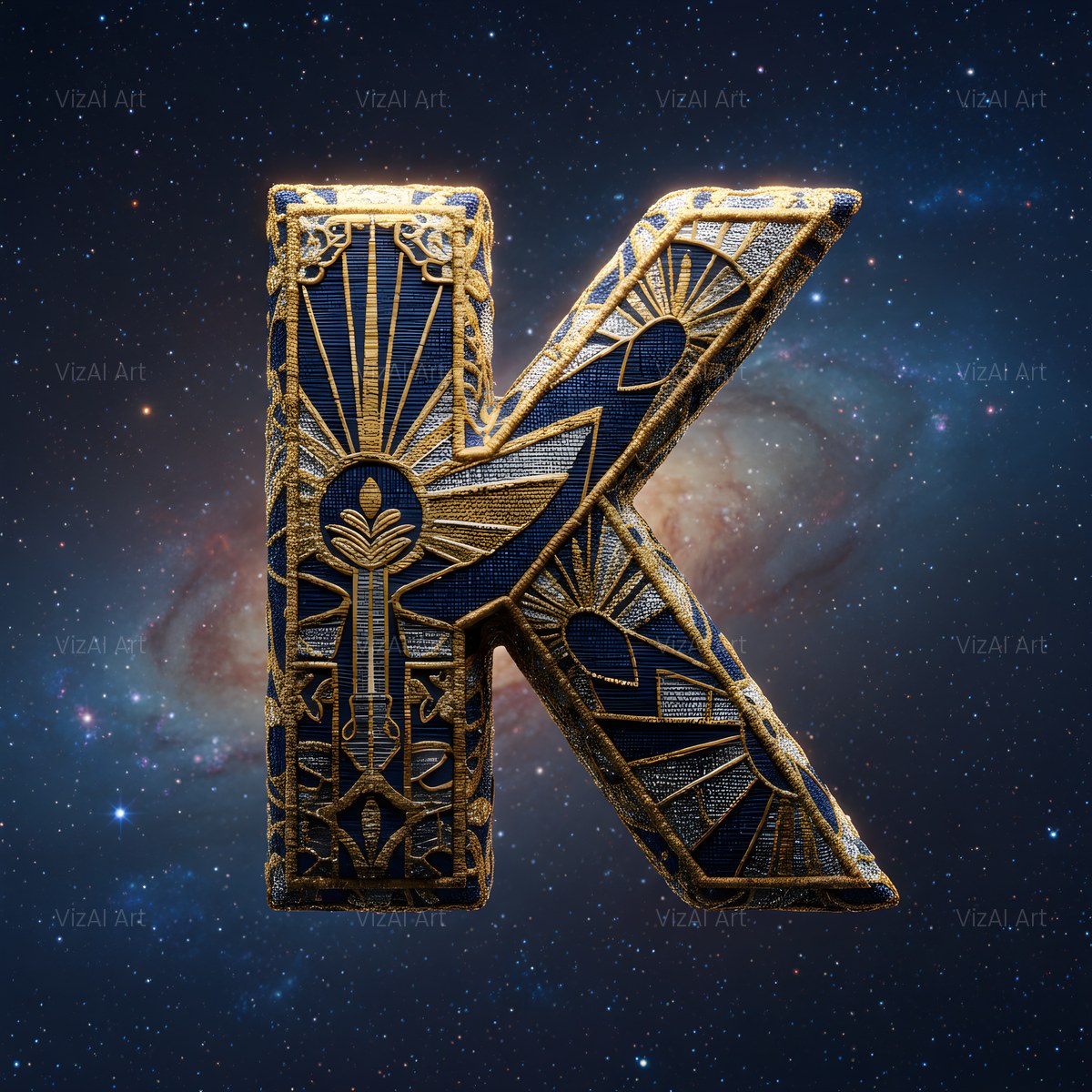 Constellation Night alphabet — printable letter K