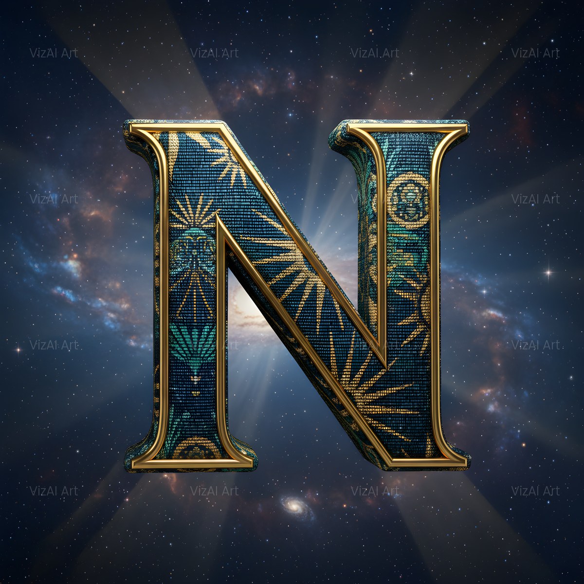 Constellation Night alphabet — printable letter N