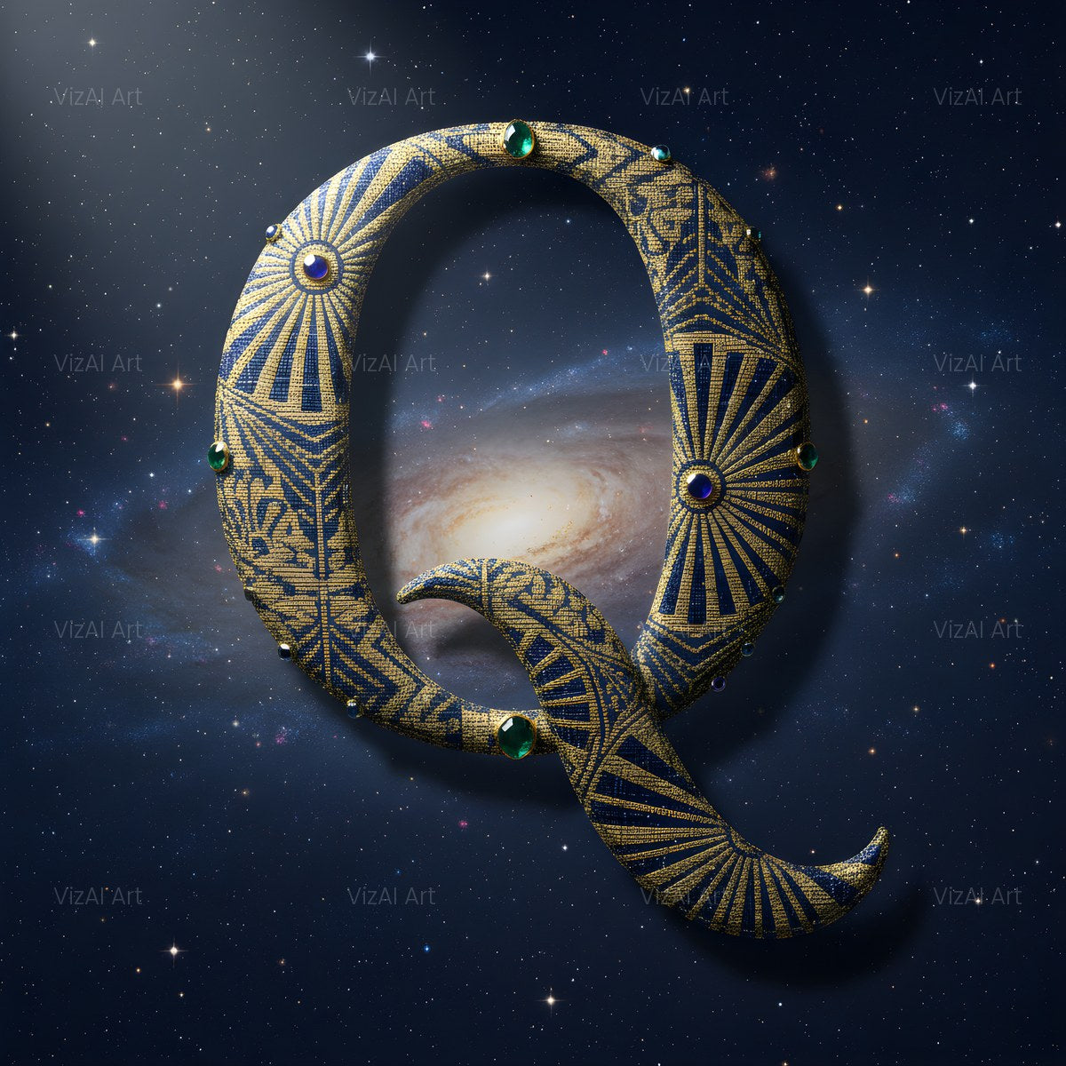 Constellation Night alphabet — printable letter Q