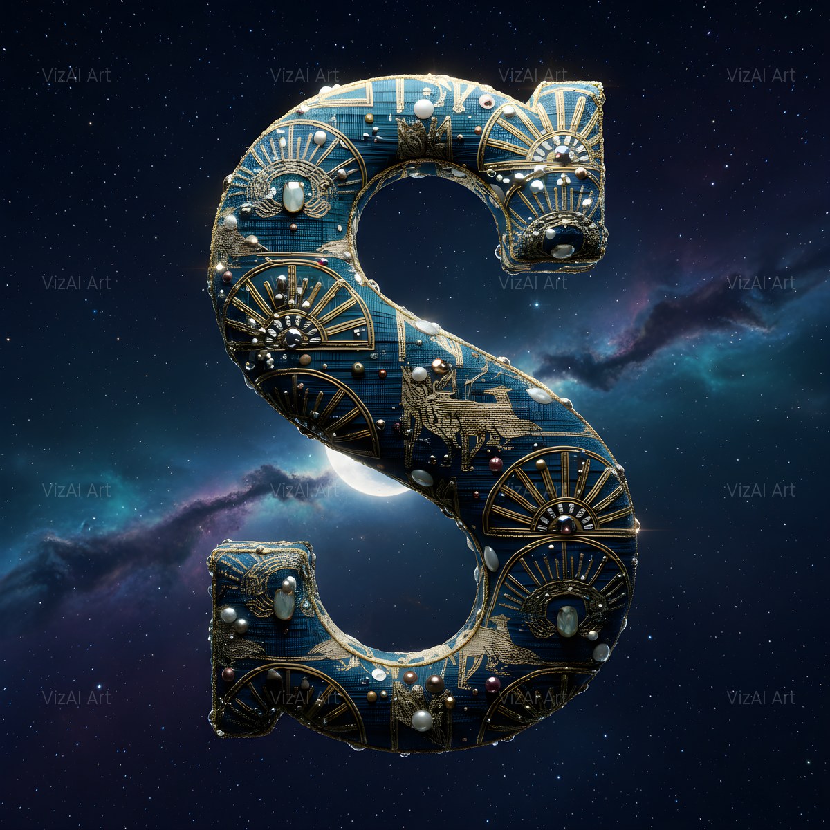 Constellation Night alphabet — printable letter S