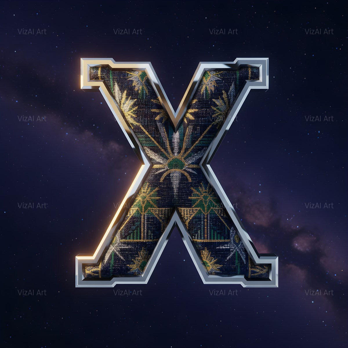 Constellation Night alphabet — printable letter X