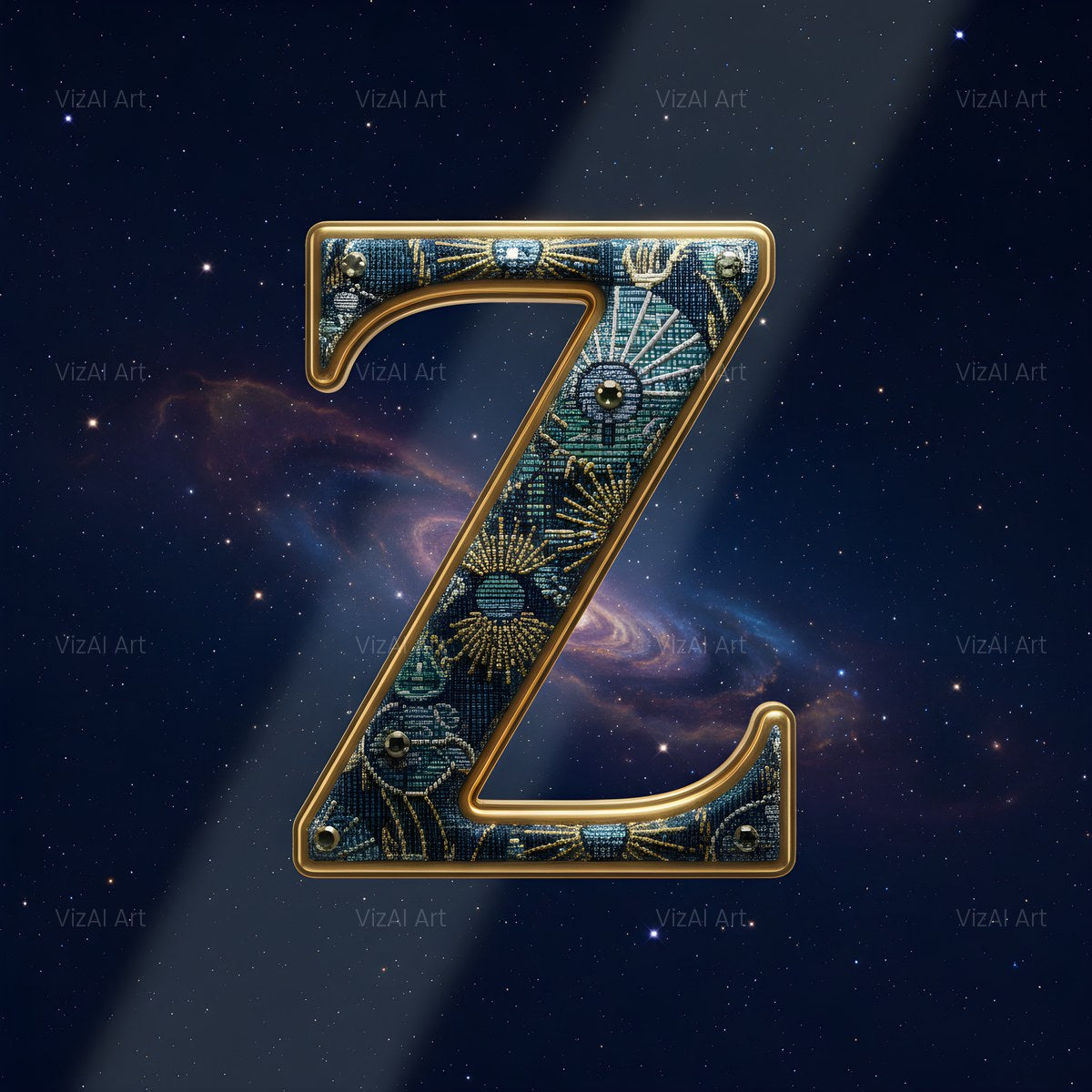 Constellation Night alphabet — printable letter Z