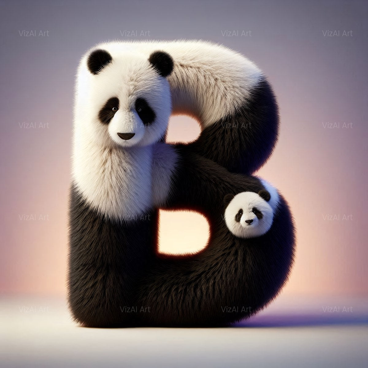 Fluffy Panda alphabet — printable letter B