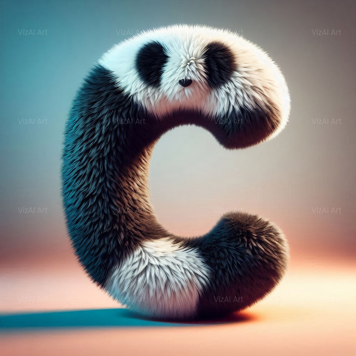 Fluffy Panda alphabet — printable letter C