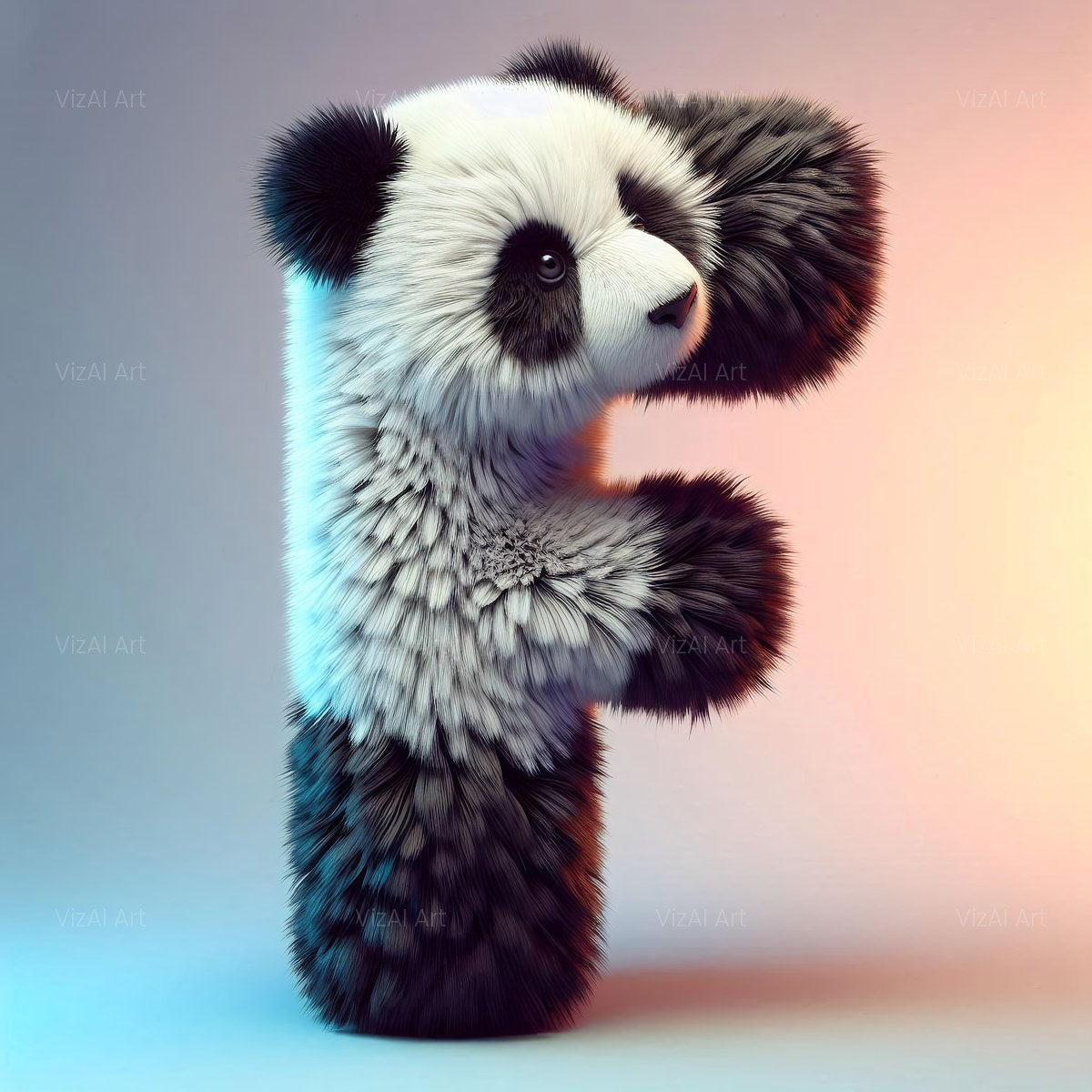 Fluffy Panda alphabet — printable letter F