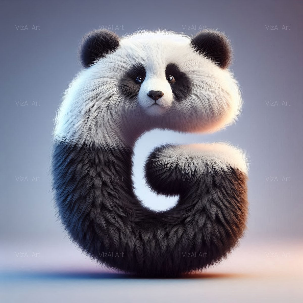 Fluffy Panda alphabet — printable letter G
