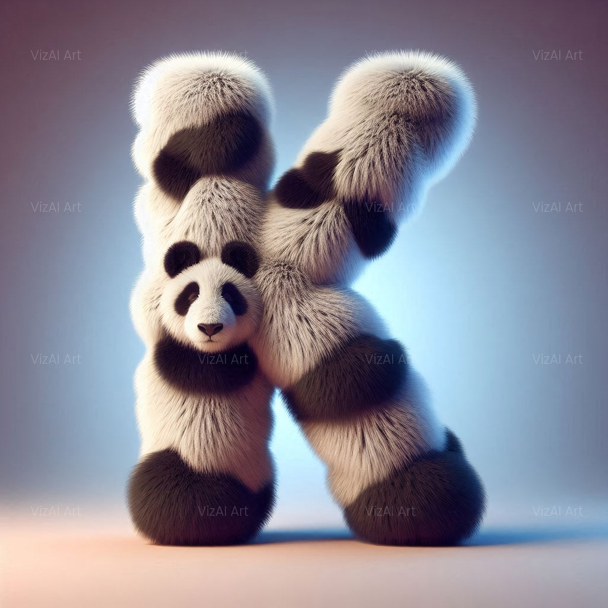 Fluffy Panda alphabet — printable letter K