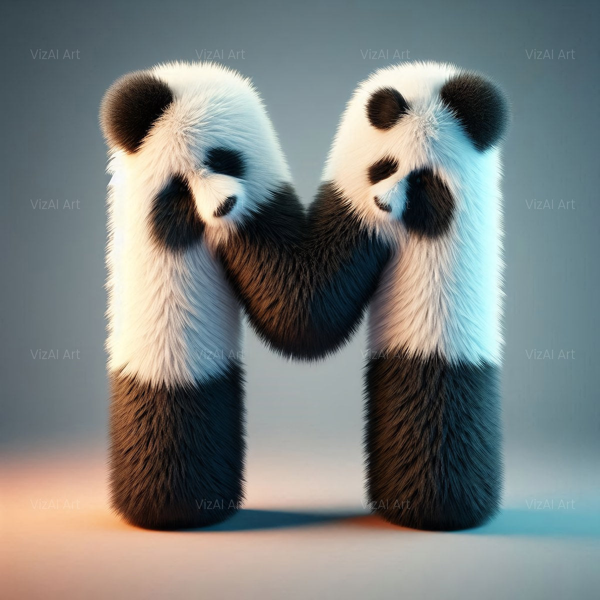 Fluffy Panda alphabet — printable letter M