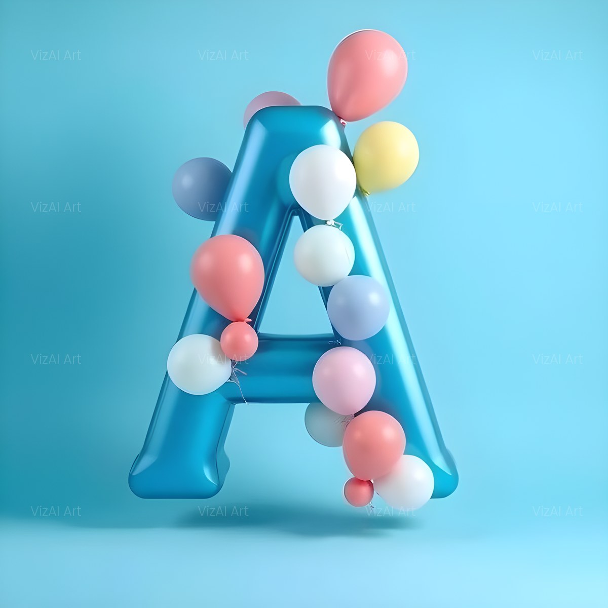 Party Balloon Cheer alphabet — printable letter A
