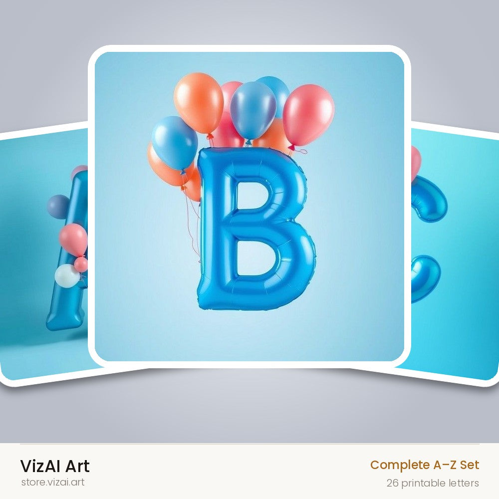 Party Balloon Cheer alphabet — choose an individual printable letter