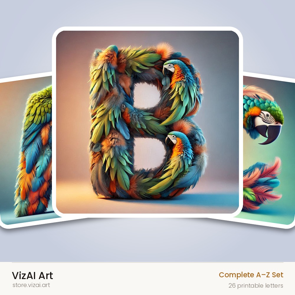 VizAI Art — complete A–Z printable alphabet set
