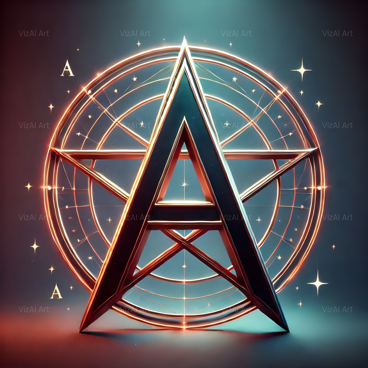Occult Pentagram Sigil alphabet — printable letter A