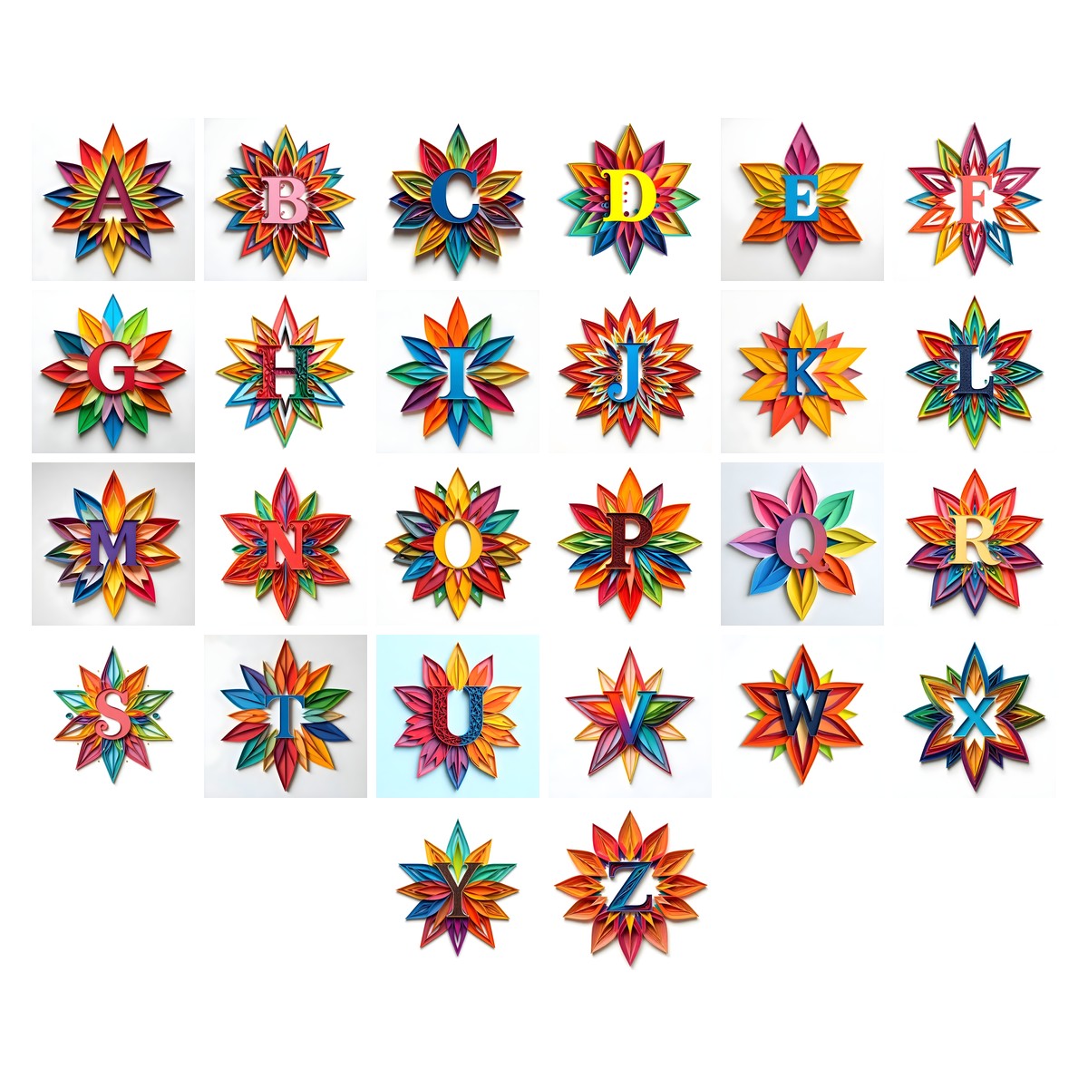 Paper Star Quill alphabet — all 26 letters A to Z, choose any single letter