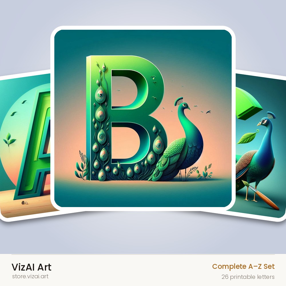 VizAI Art — complete A–Z printable alphabet set