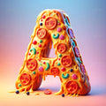 Pepperoni Pizza Slice alphabet — printable letter A