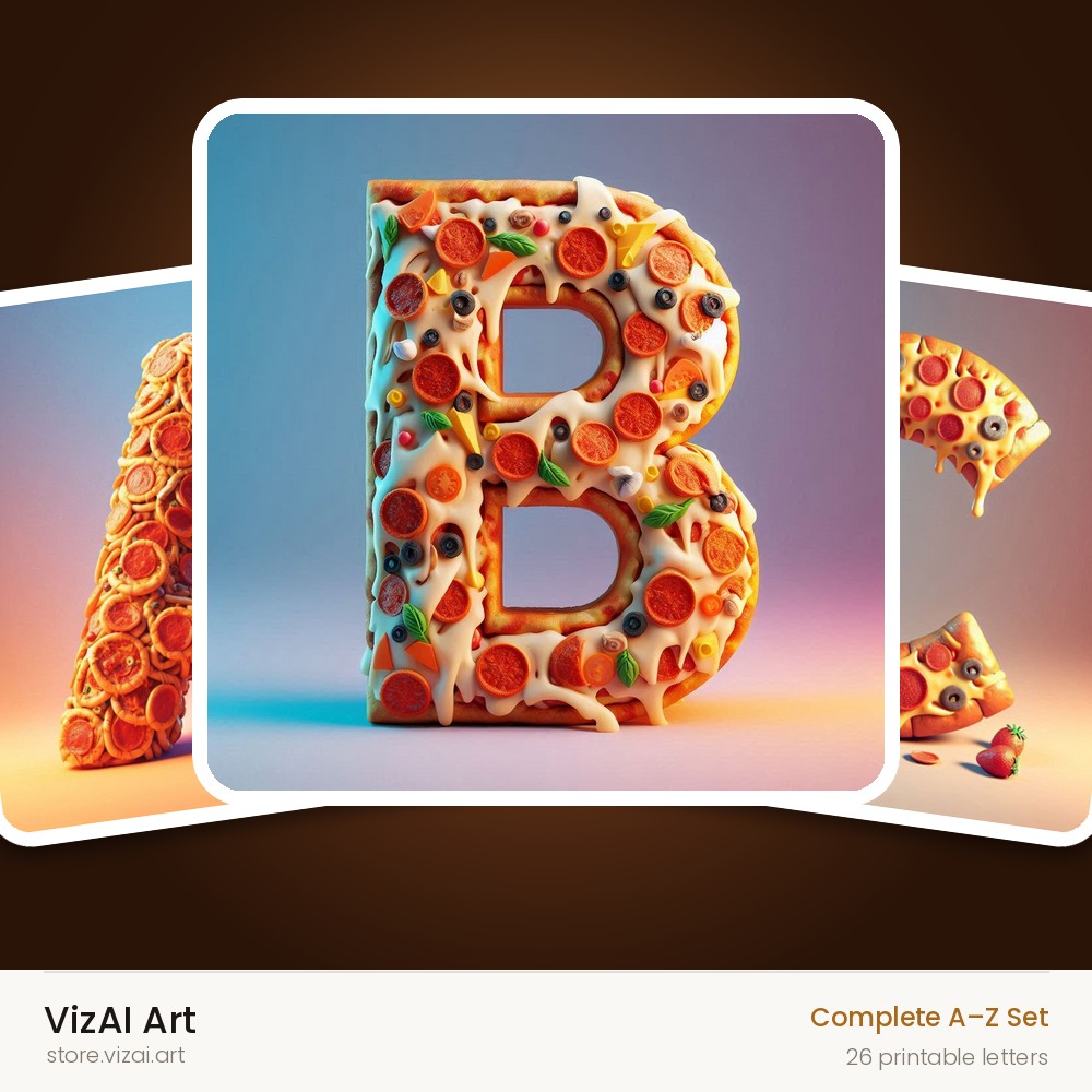 VizAI Art — complete A–Z printable alphabet set