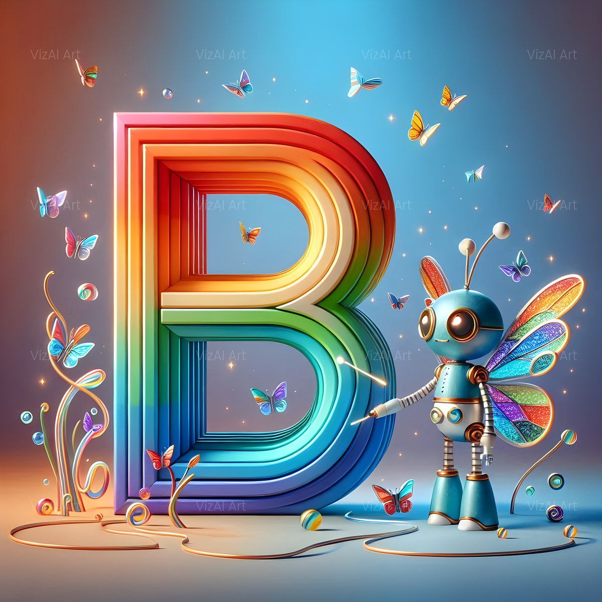 Fairy Robot alphabet — printable letter B