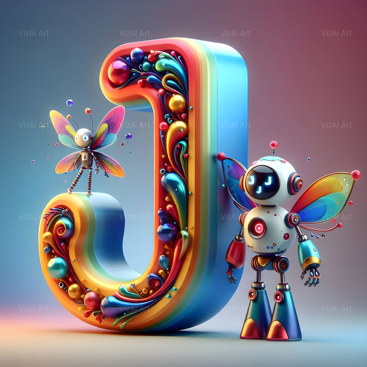 Fairy Robot alphabet — printable letter J