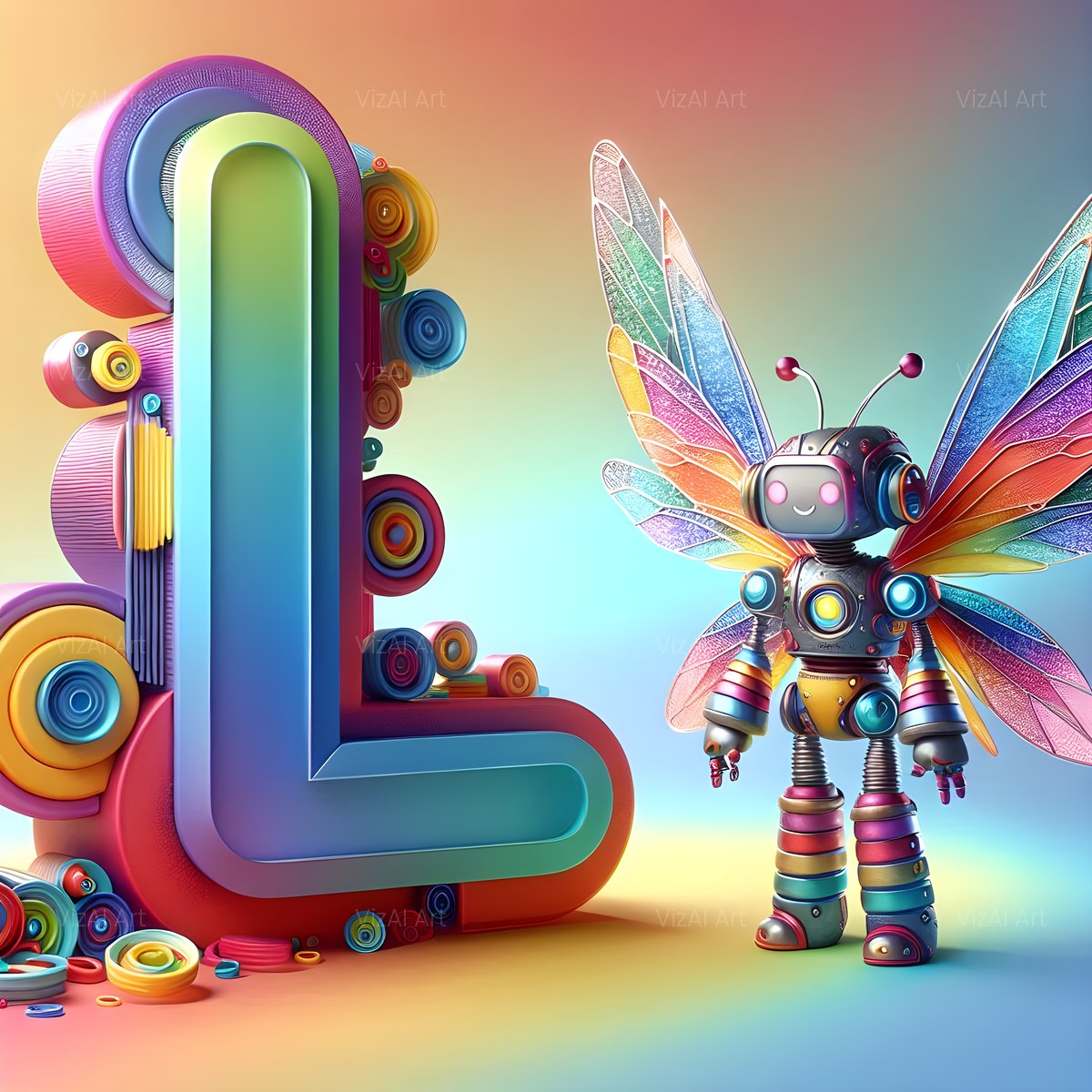 Fairy Robot alphabet — printable letter L