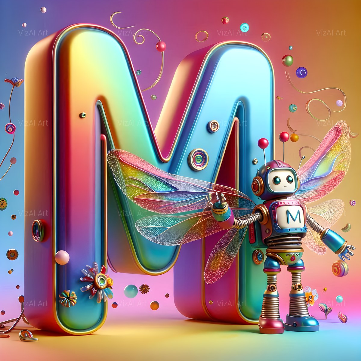 Fairy Robot alphabet — printable letter M