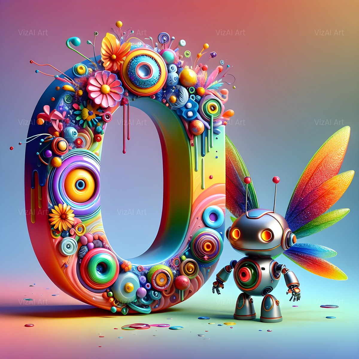 Fairy Robot alphabet — printable letter O