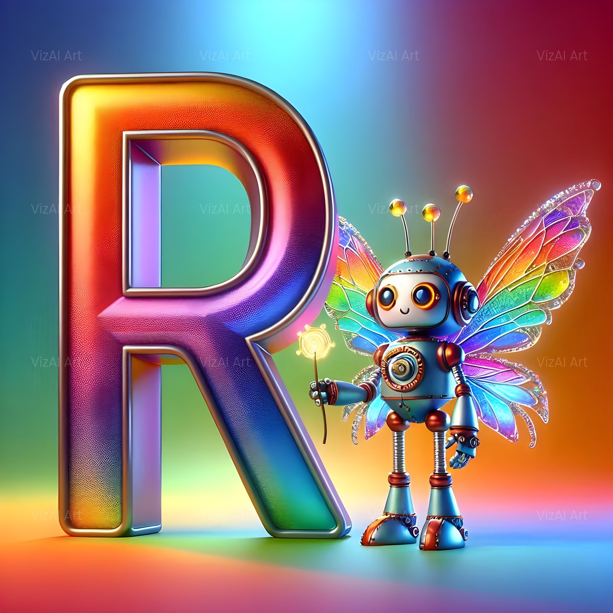 Fairy Robot alphabet — printable letter R