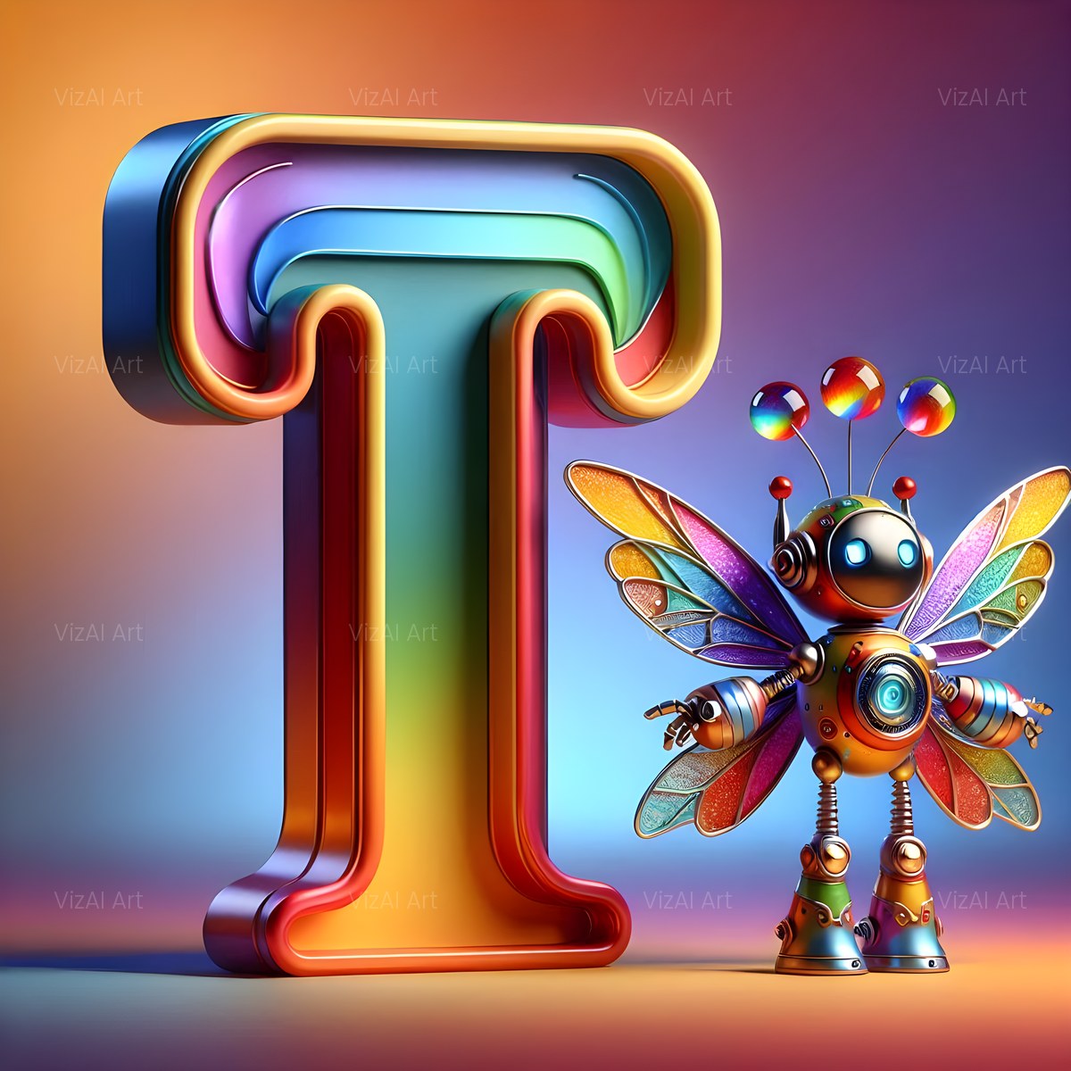 Fairy Robot alphabet — printable letter T