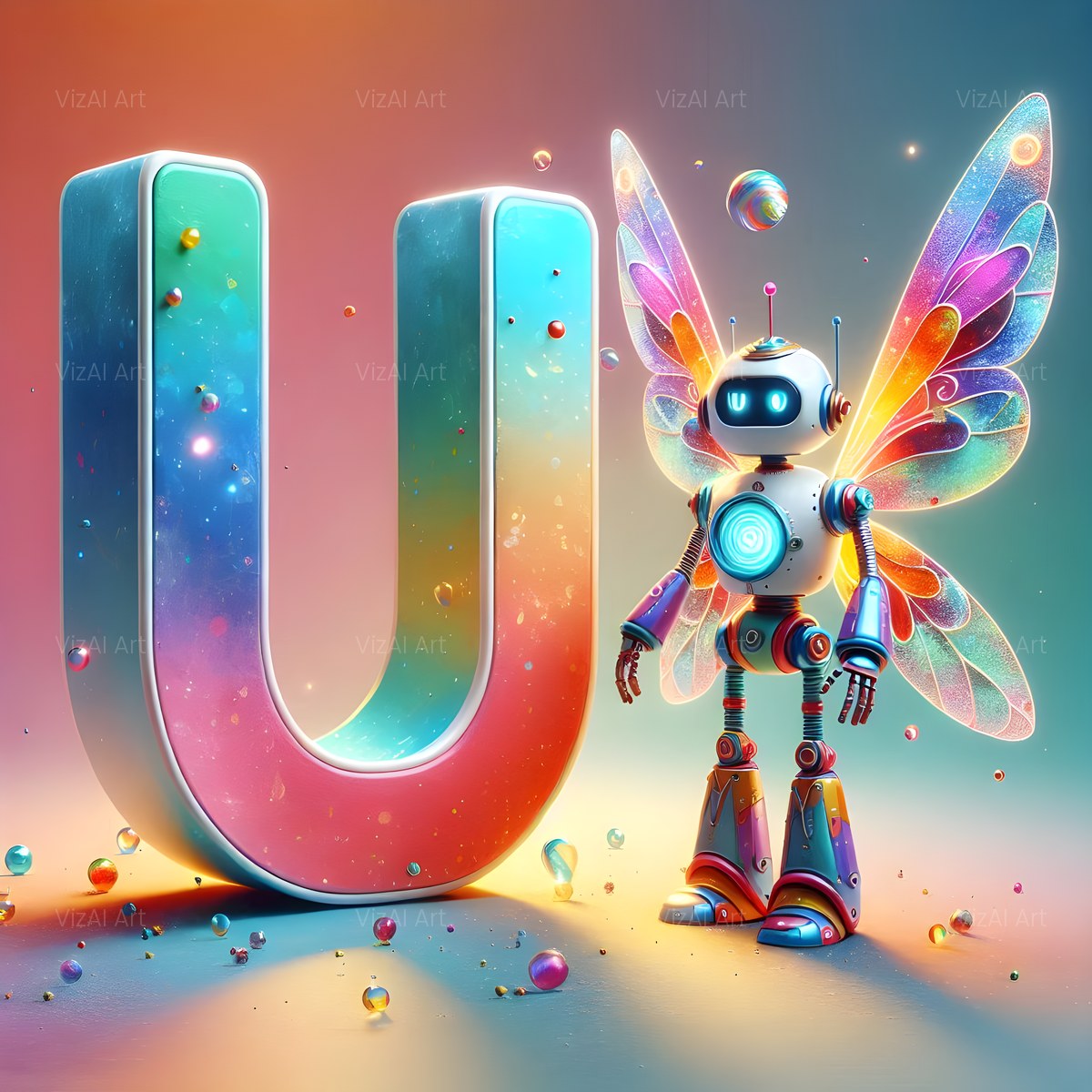Fairy Robot alphabet — printable letter U