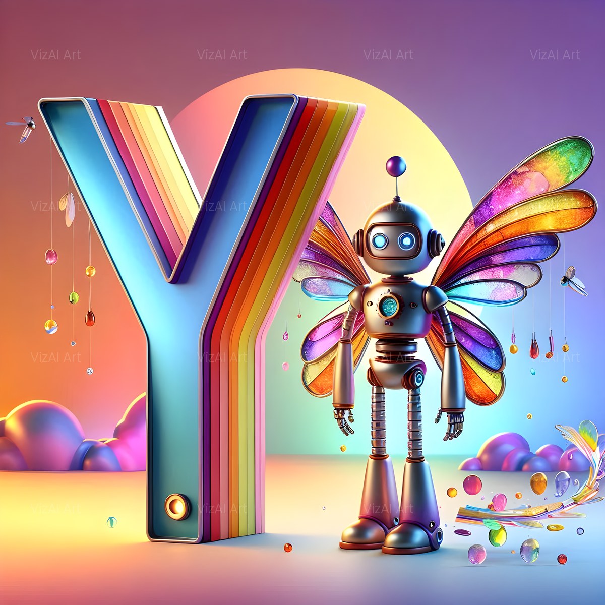Fairy Robot alphabet — printable letter Y