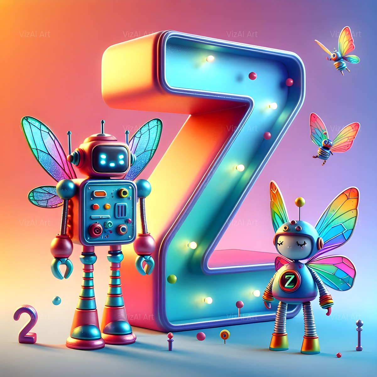 Fairy Robot alphabet — printable letter Z