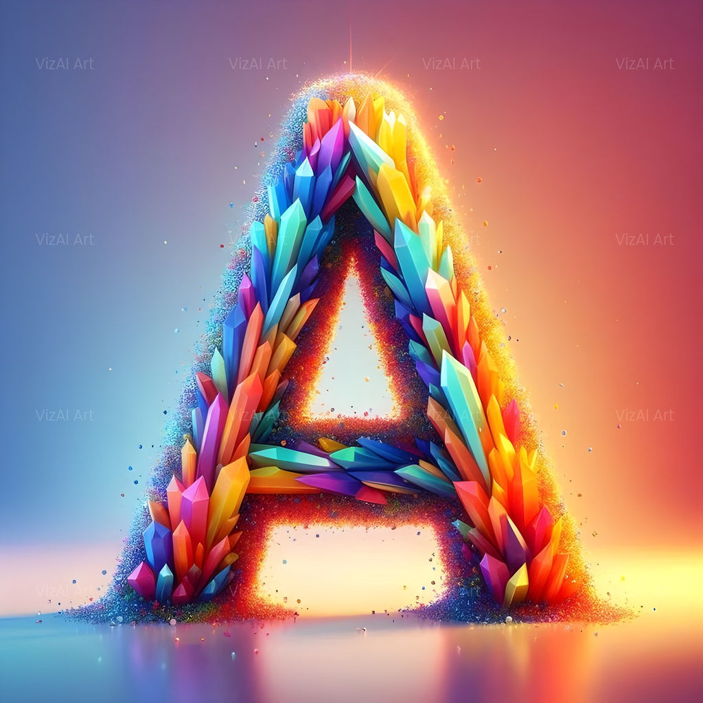 Rainbow Crystal Bead alphabet — printable letter A