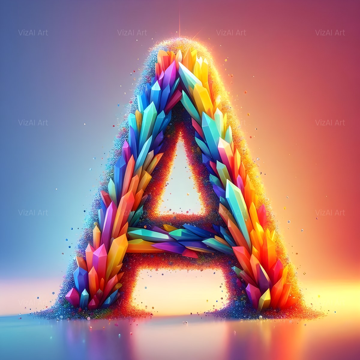 Rainbow Crystal Bead alphabet — printable letter A