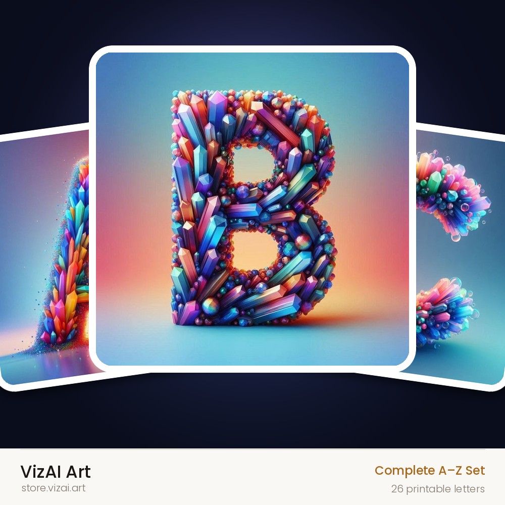 Rainbow Crystal Bead alphabet — choose an individual printable letter
