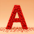 Red Heart Petal alphabet — printable letter A